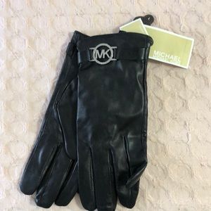 Brand new MK black leather gloves